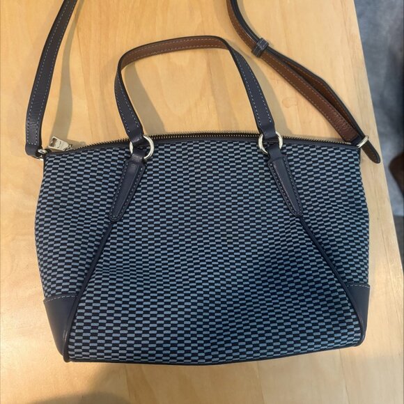 COACH shoulder bag handbag F27574 canvas leather navy blue ladies - Picture 2 of 7